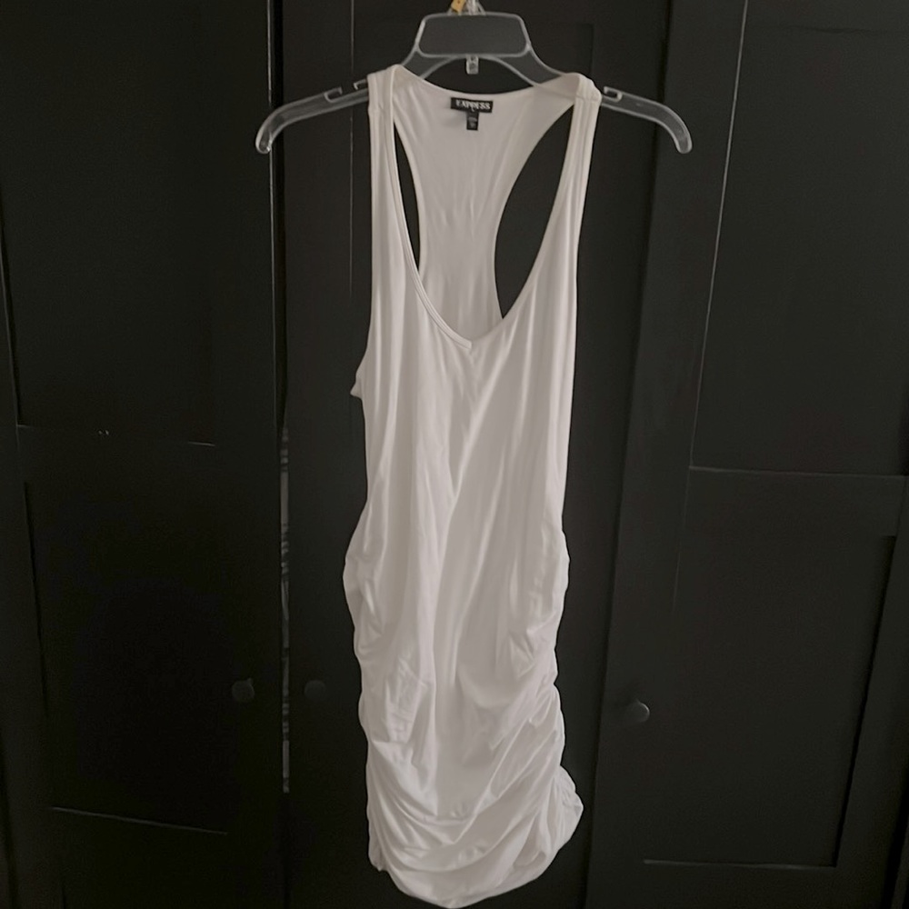 Express white ruched dress